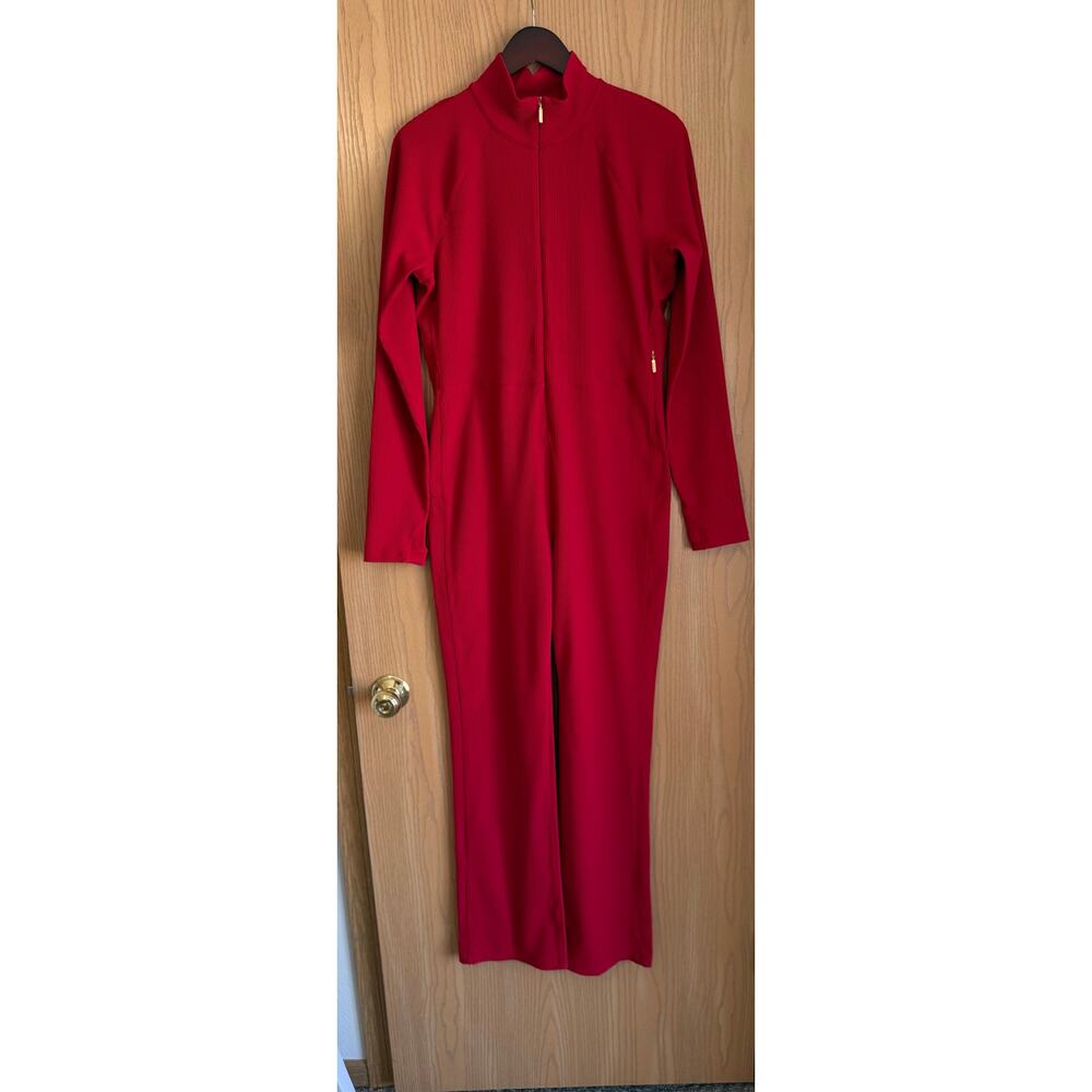 Athleta x Alicia Keys | SZ XL | Red Goddess Jumpsuit Ribbed Full Zip Mock Neck